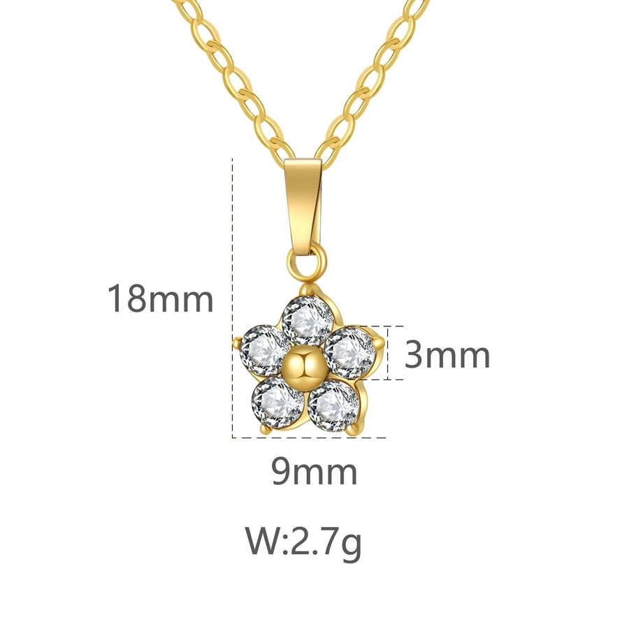 Collana a pendente con zircone di fiori [acciaio inossidabile 304]