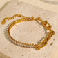 Square Zircon Chain Bracelet [304 Stainless Steel, 18K Gold Plated]