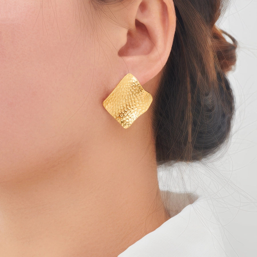 Nordic Style Quadrilateral Earrings [304 Stainless Steel,18K Gold Plated]