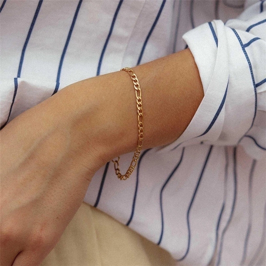 Bracciale a catena Figaro [acciaio inossidabile, oro 14K placcato]