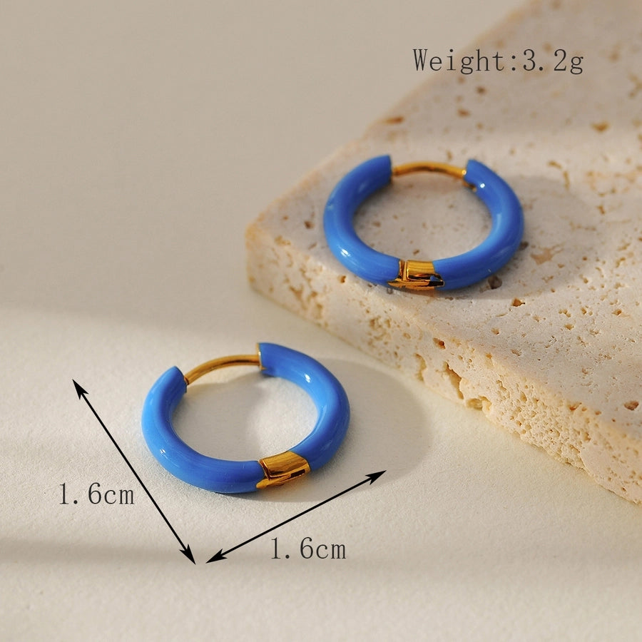 Circle Colored Hoop Earrings [304 Stainless Steel]