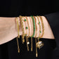 Green Zircon Chain Bracelets [201 Stainless Steel, 18K Gold Plated]