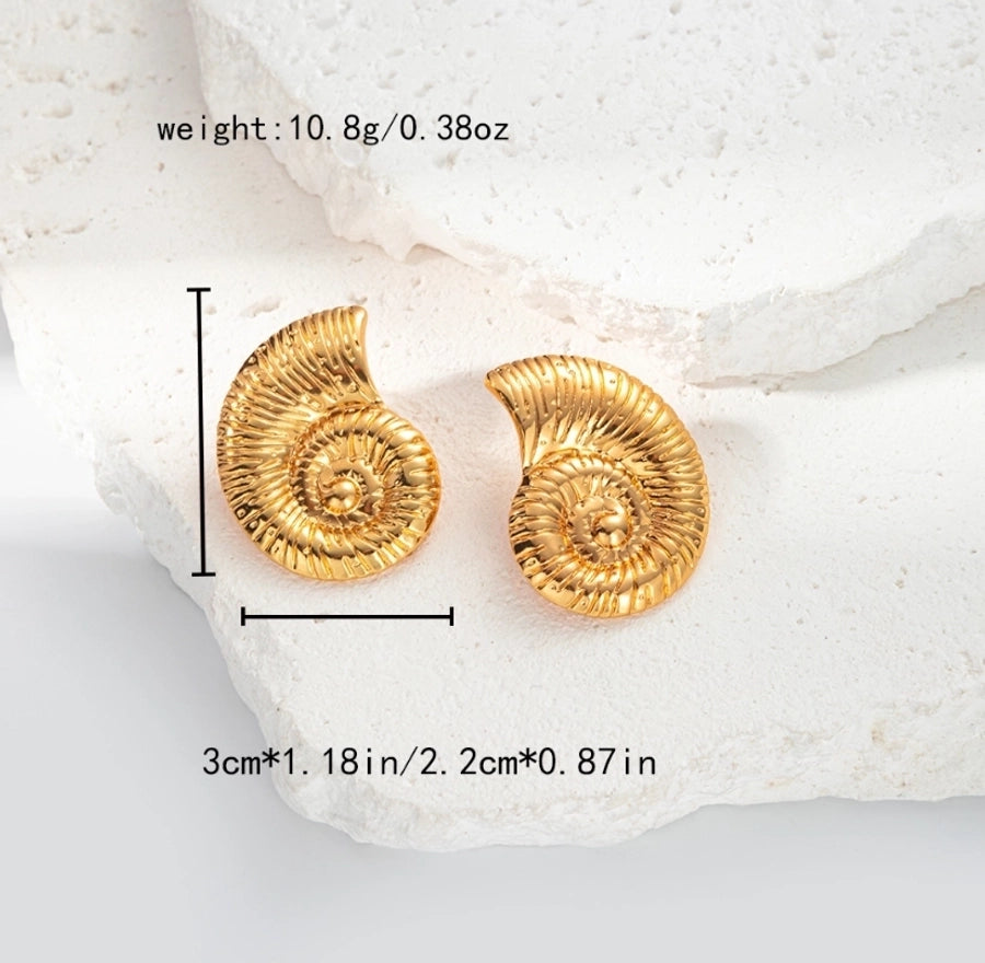 Snail Conch Earrings [304 Stainless Steel,14K Gold Plated]