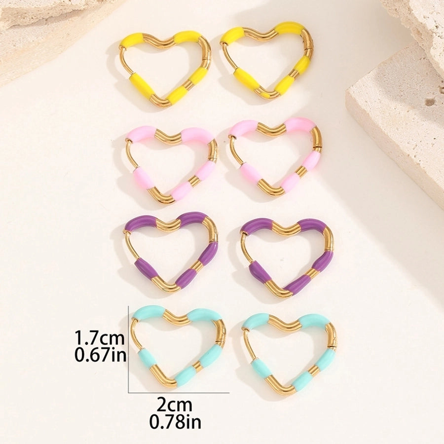 Heart Shape Epoxy Earrings [304 Stainless Steel]