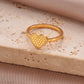 Cross Heart Shape Crown Ring [304 Stainless Steel 14K Gold Plated]