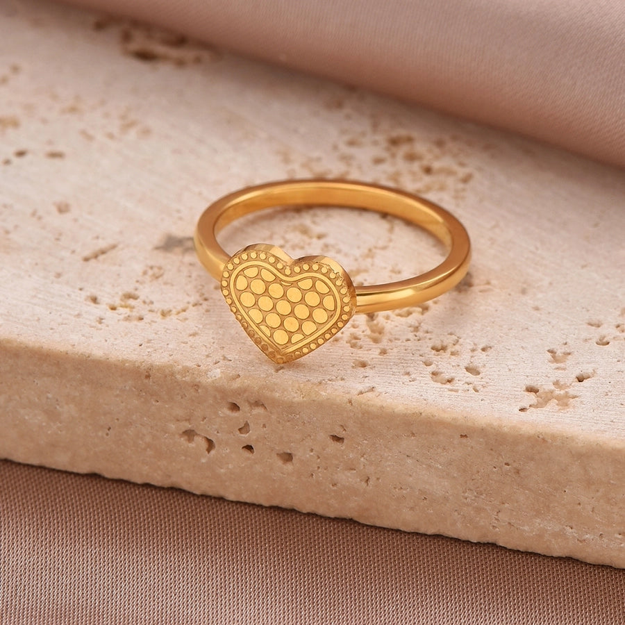 Cross Heart Shape Crown Ring [304 Rustfrit stål 14k guldbelagt]