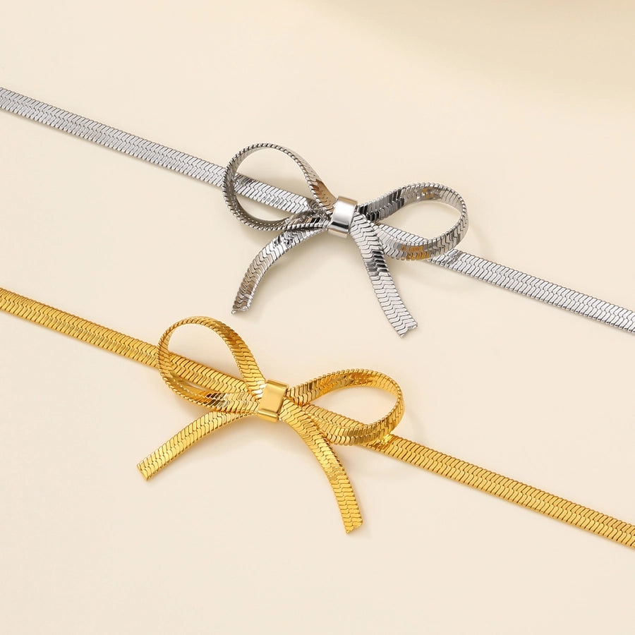 Cute Bow Knot Anklet [304 Stainless Steel, 18K Gold Plated]