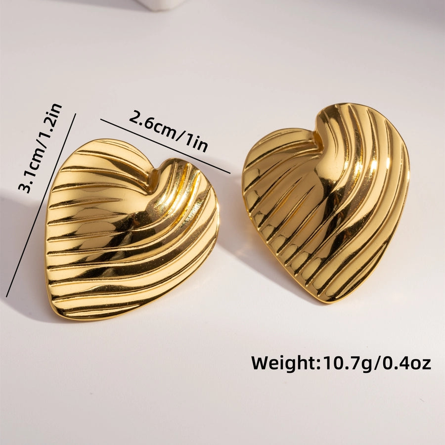 Mix Heart Earrings [304 Stainless Steel,18K Gold Plated]