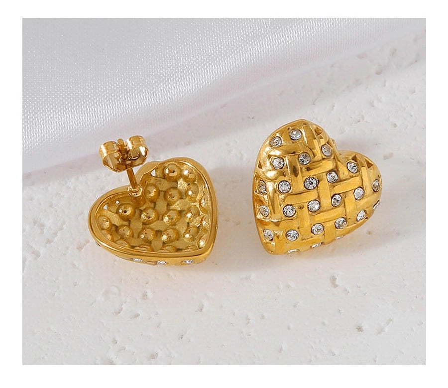 Round Heart Shape Earrings [316 Stainless Steel,18K Gold Plated]