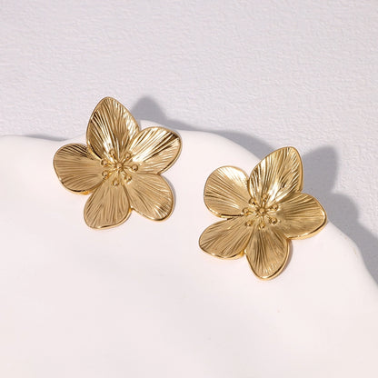 Flower Earrings [304 Stainless Steel,18K Gold Plated]