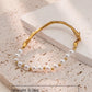 Plastic Pearls Bangle Bracelet  [304 Stainless Steel,18K Gold Plated]