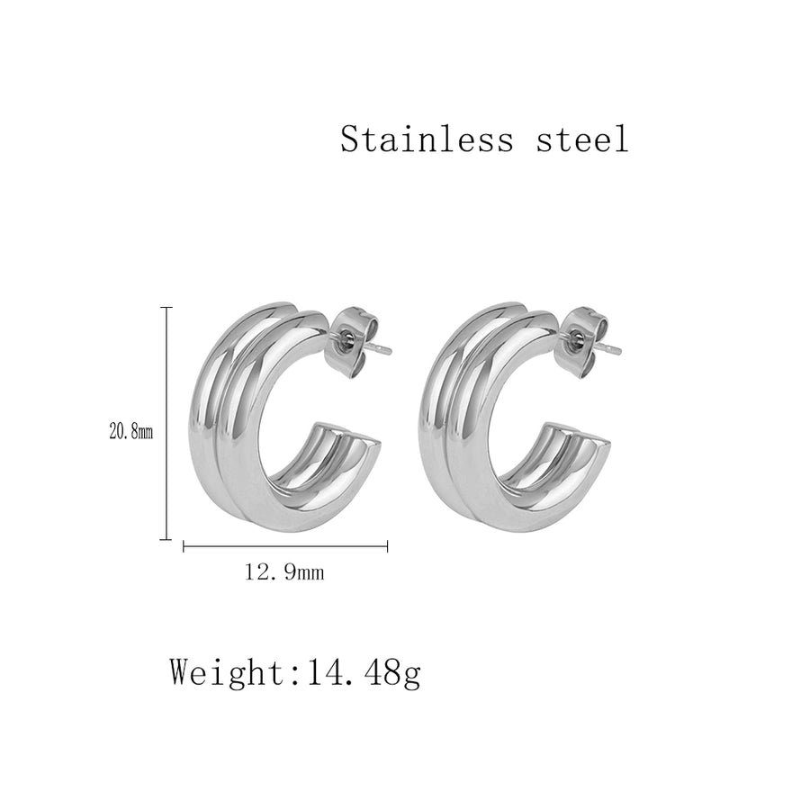 Boucles d'oreilles à double couche [304 en acier inoxydable, 18 km plaqués à l'or]