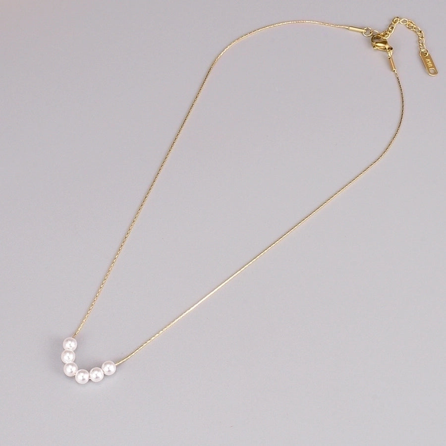 Pearl Necklace [304 Stainless Steel,18K Gold Plated]