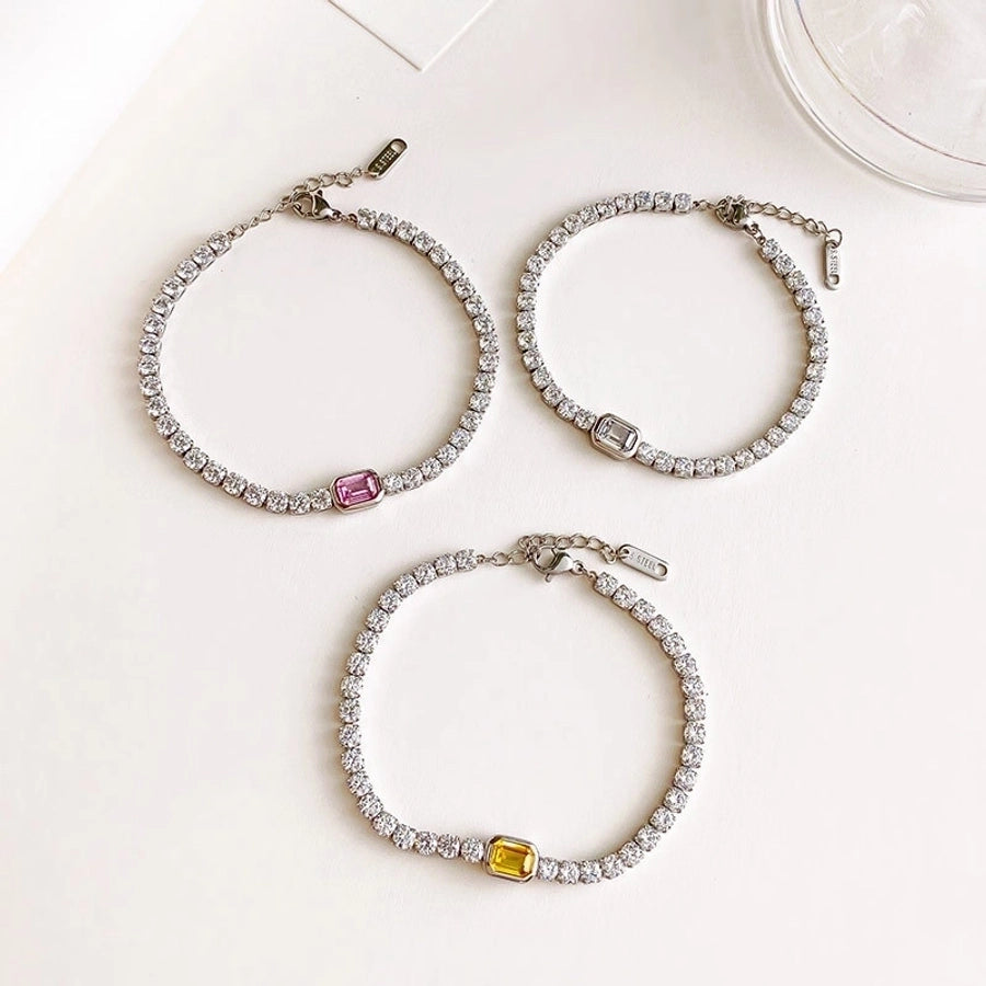 Colored Stone Zircon Bracelet [304 Stainless Steel]