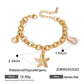 Vacation Style Starfish/Shell Bracelet [304 Stainless Steel,18K Gold Plated]