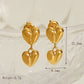 Double Love Solid Color Heart Earrings [304 Stainless Steel,14K Gold Plated]