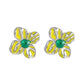 Flower Green Enamel Ear Studs [304 Stainless Steel,18K Gold Plated]