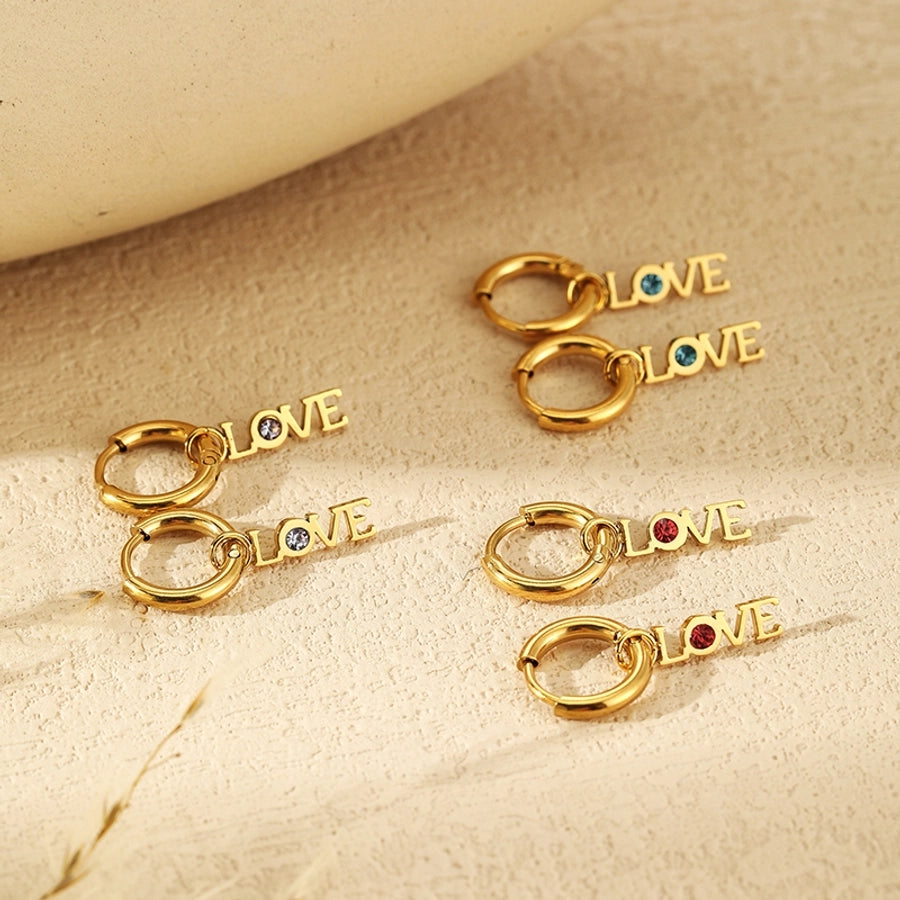 Love Drop Earrings [304 Stainless Steel, 14K Gold Plated]