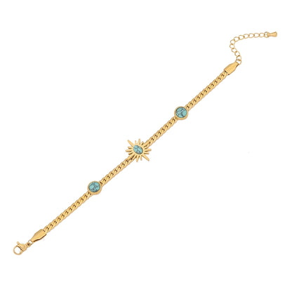 Flower Butterfly Turquoise Bracelets [Stainless Steel,18K Gold Plated]