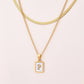 Letter RectanglePendant Necklace[304 Stainless Steel, 18K Gold Plated]