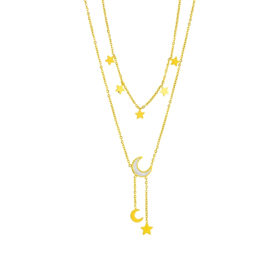 Star Moon Halskette [304 Edelstahl, 18K Gold plattiert]