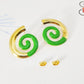 Spiral Stripe Thread Earrings [304 Stainless Steel,18K Gold Plated]