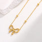 Bow Knot Necklace [304 Stainless Steel,18K Gold Plated]