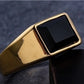 Retro Classic Style Square 304 Stainless Steel Inlay Artificial Gemstones Men'S Rings