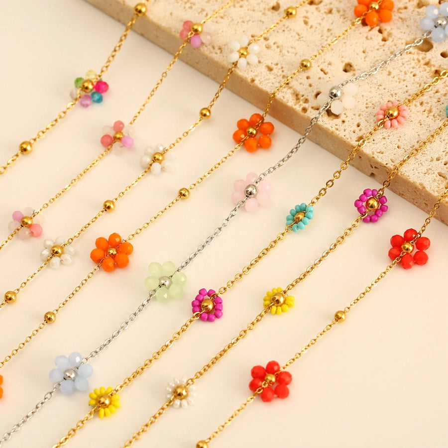 Colorful Flower Anklet [304 Stainless Steel]