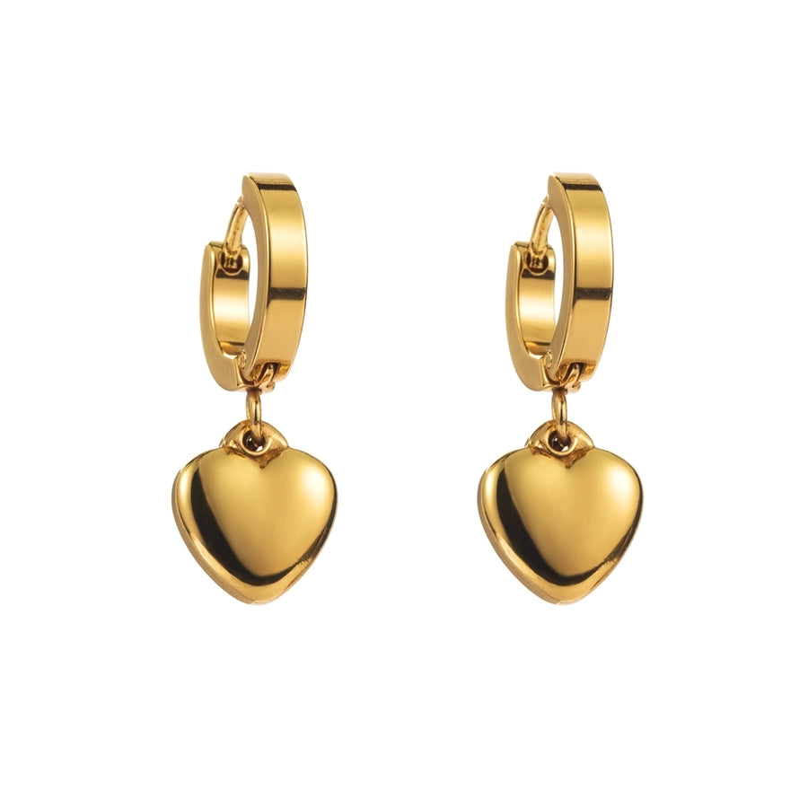 Heart Shape Drop Earrings [316 Stainless Steel,18K Gold Plated]