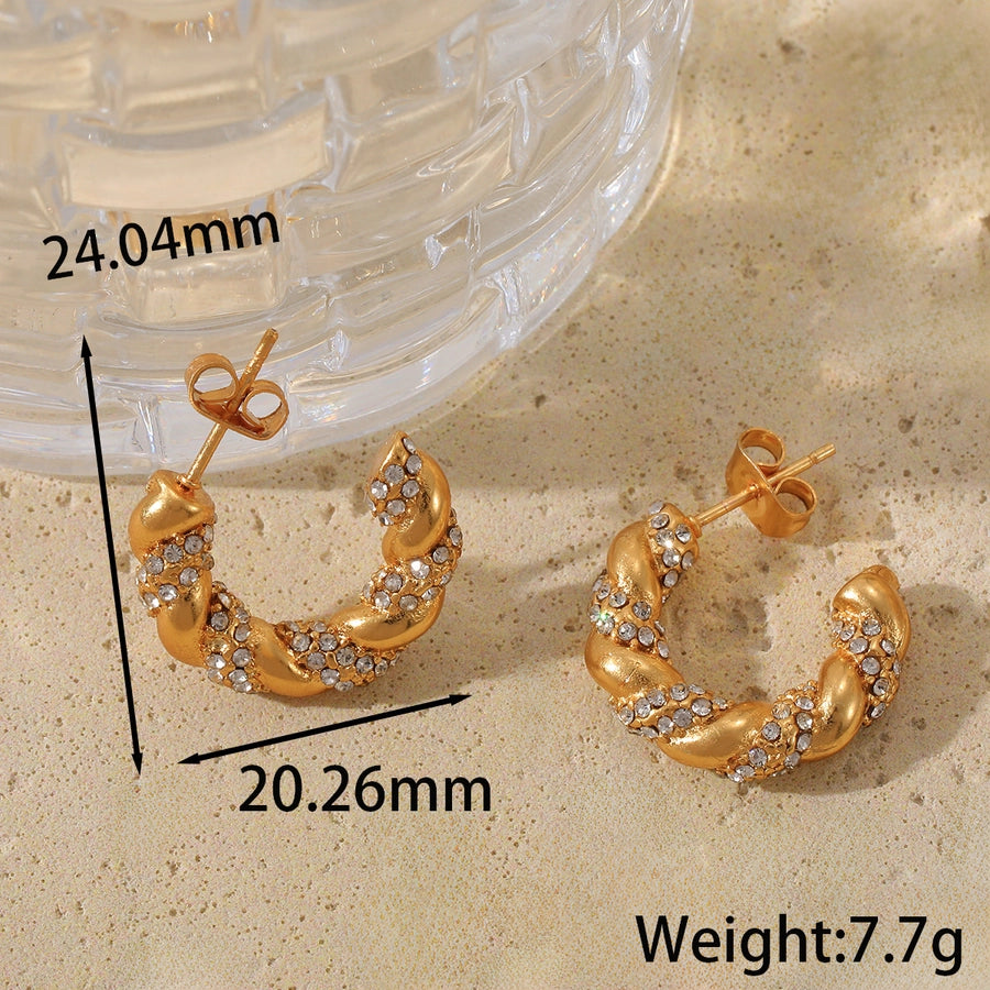 Heart Shape Twist Earrings [304 Stainless Steel 18K Gold Plated]