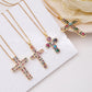 Cross Zircon Pendant Necklace [304 Stainless Steel,Copper]