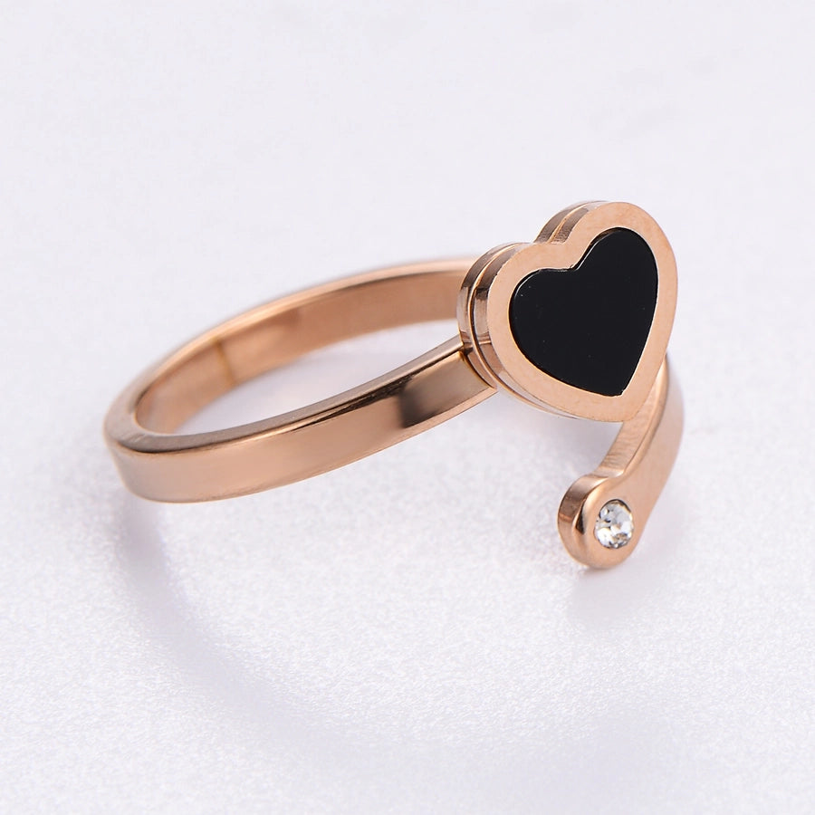 Anillo acrílico de forma de corazón [304 acero inoxidable de 18k chapado en oro]