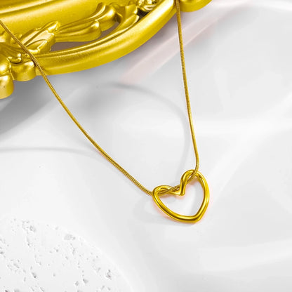 Hollow Heart Earrings/Necklace/Jewelry Set [304 Stainless Steel, 18K Gold Plated]