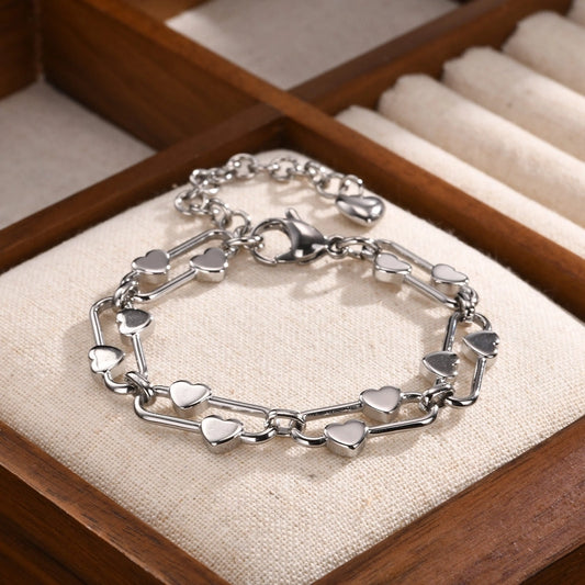 Corazones brazalete de plata [acero inoxidable 201]