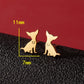 Dog Cat Ear Studs [304 Stainless Steel,18K Gold Plated]