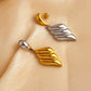 Silver Gold Wings Drop Earrings [304 Stainless Steel,18K Gold Plated]