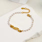 Artificial Pearls Mama Bracelet [304 Stainless Steel, 18K Gold Plated]