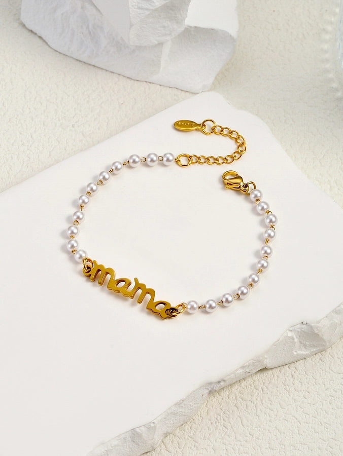 PERLAS ARTIFIFIAL MAMA PROLLACELET [304 acero inoxidable, 18k de oro chapado]