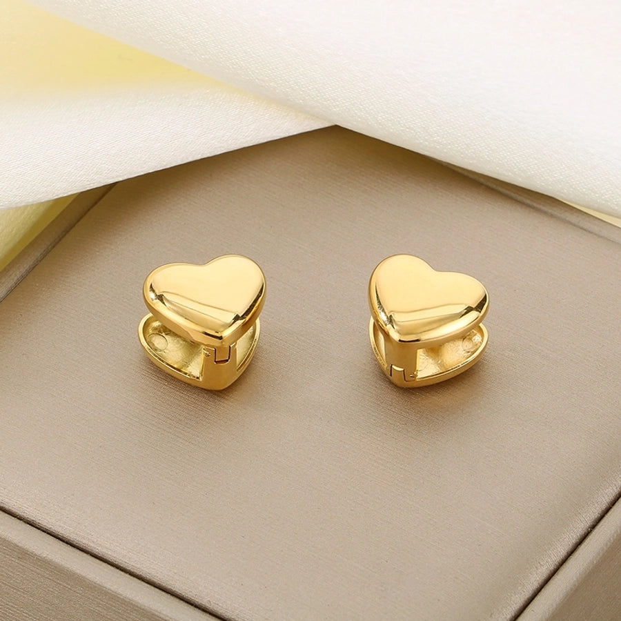 Heart Shape Stud Earrings [304 Stainless Steel,18K Gold Plated]