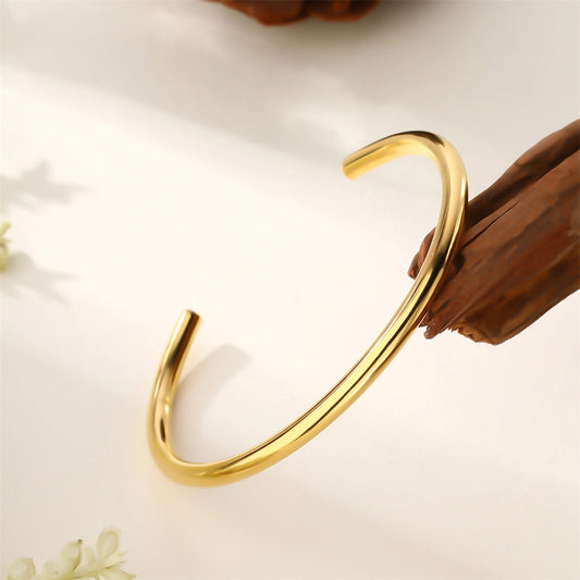 Solid Color Bangle Bracelet [304 Stainless Steel 18K Gold Plated]