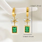 Square Water Droplets Artificial Pearls Zircon Drop Earrings [201 Stainless Steel,18K Gold Plated]