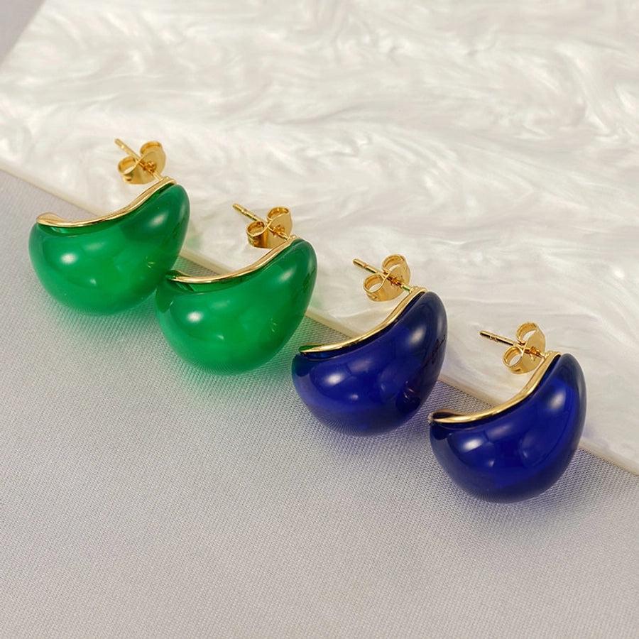 Tropical Water Droplets Resin Earrings [304 Stainless Steel, 18K Gold Plated]