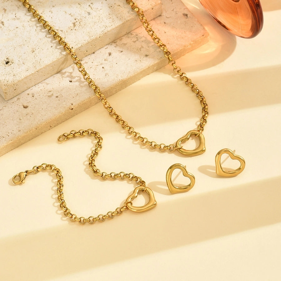 Conjunto de joyas de forma de corazón [304 acero inoxidable]