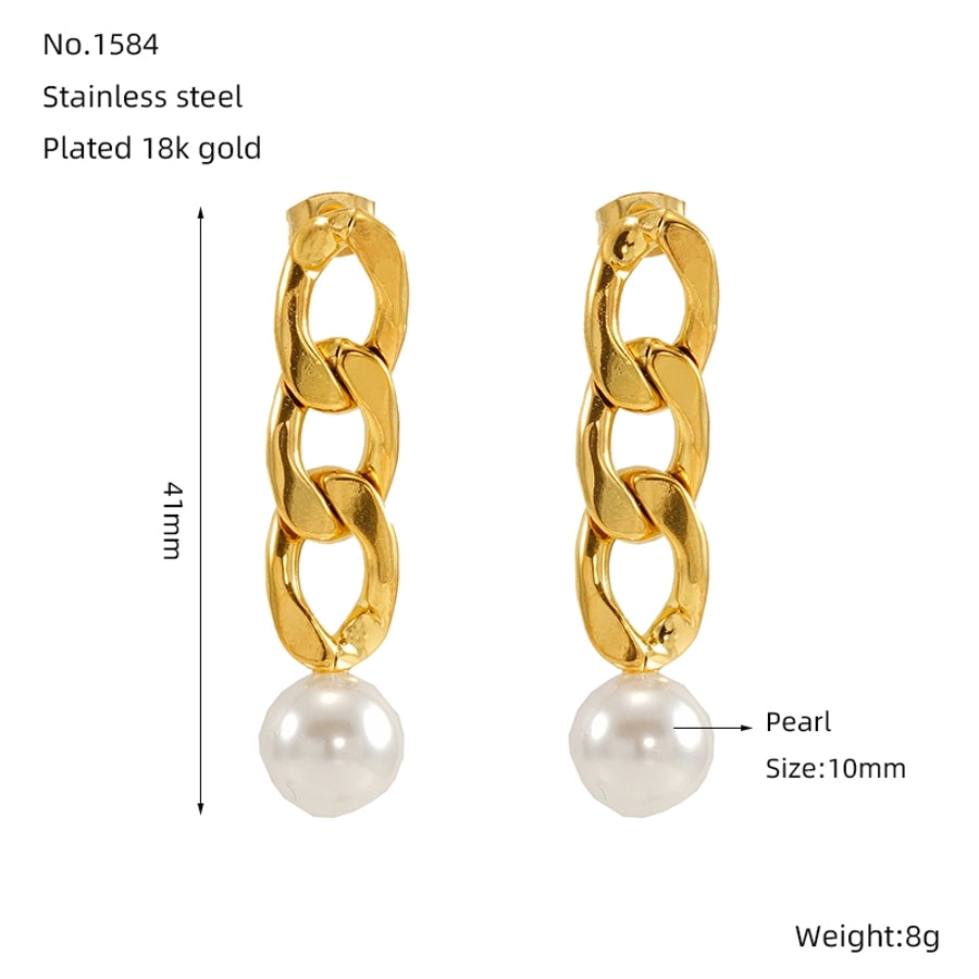 Mix Design Drop Earrings [304 Stainless Steel, 18K Gold Plated]