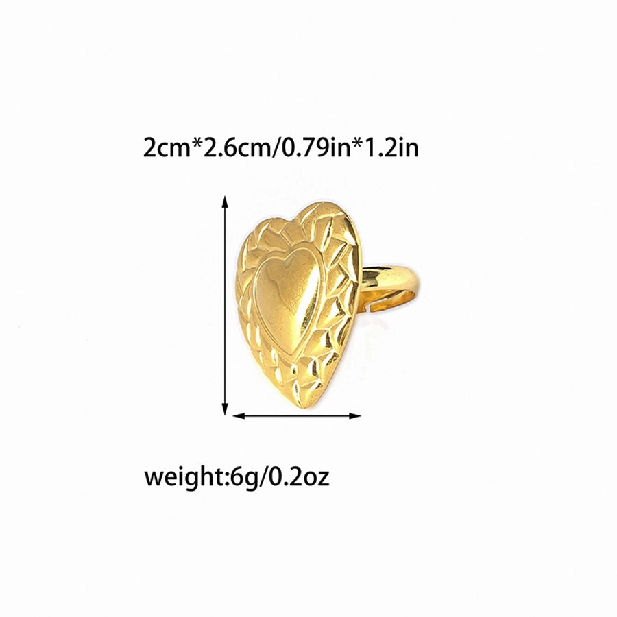 Irregular Square Heart Shape Ring [304 Stainless Steel 14K Gold Plated]