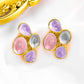 Pin Purple Enamel 304 Stainless Steel 18K Gold Plated Ear Studs