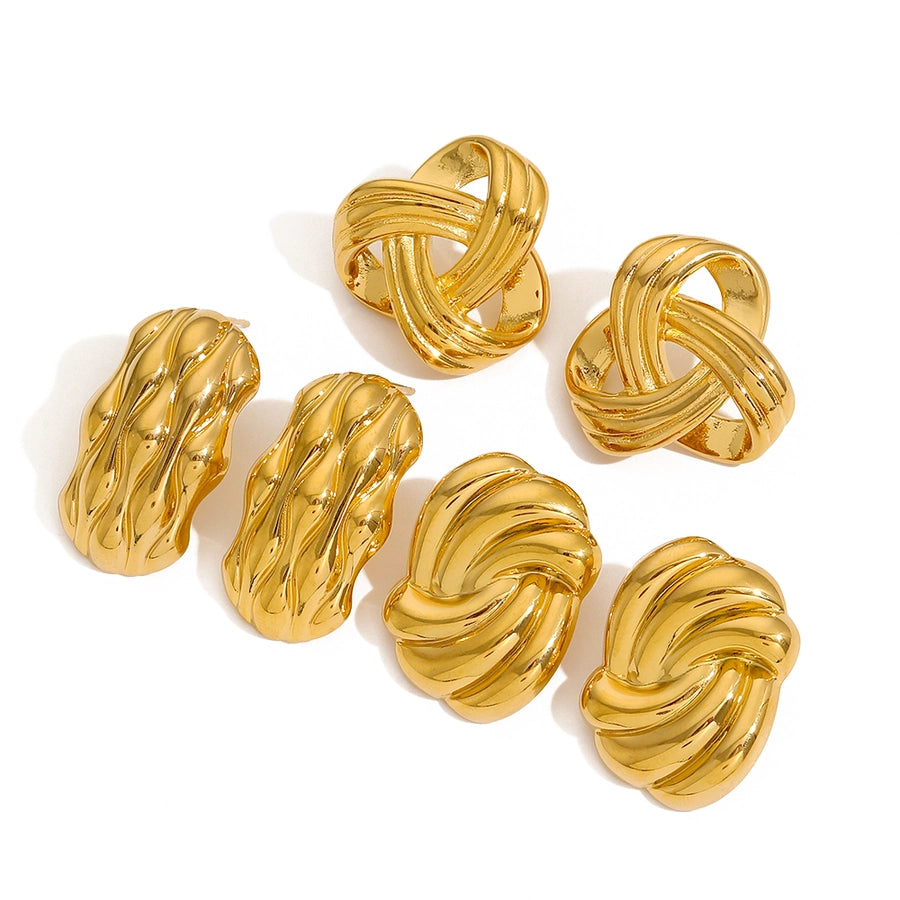 Mix Designs Earrings [304 Stainless Steel,18K Gold Plated]