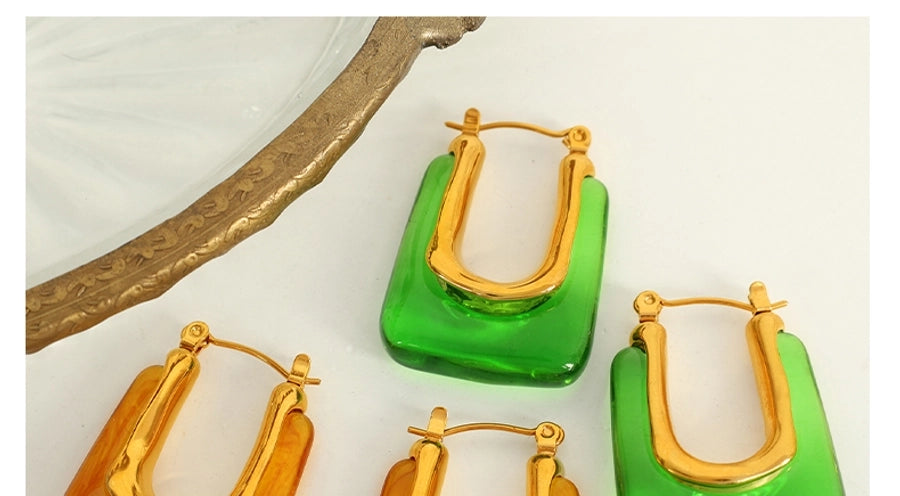 Vintage Resin Earrings [304 Stainless Steel,18K Gold Plated]