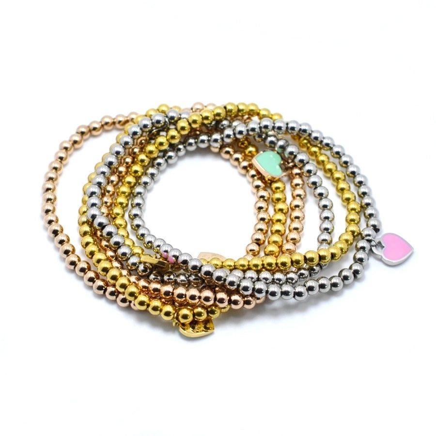 Heart Shape Beaded Bracelet [Stainless Steel,18K Gold Plated]